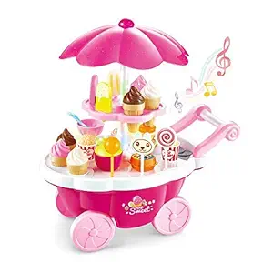 FABITON Ice-Cream Toy Cart Play Set for Kids - Pretend Play Food - Educational Ice-Cream Trolley Truck Without Music & Lighting - Great Gift for Girls and Boys Ages 3 - 12 Years Old