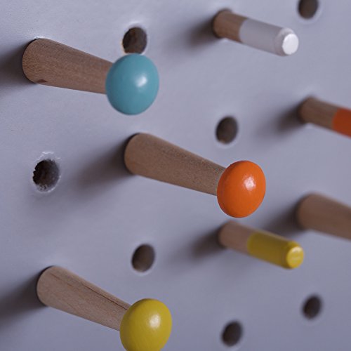 Große Steckwand, rechteckig, mit Holzstiften, grau - 3