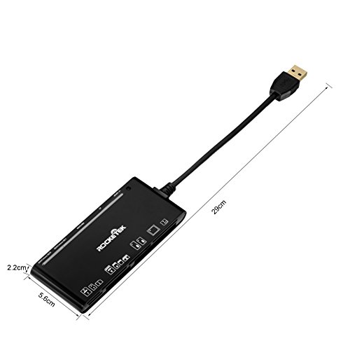 Rocketek USB 3.0 Speicherkartenleser / -schreiber CF-Card, XD-Karte, SD-Karte, SD-Micro, MS-Karte MS DNA-Microkarte mit einem USB-Kabel Design 13 cm Karte – 5 Karten gleichzeitig gelesen - 2