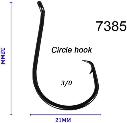 50pcs 7385 High Carbon Steel Fishing Hooks 3/0 Black Wide Gap Offset Sport Octopus Circle Bait Fishing Lure Hooks Set
