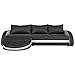 Produktbild Eck-Sofa schwarz-weiß in Leder-Optik: Edle Designer Couch mit LED, großer 3 Sitzer, 265 cm breit, Leder-Sofa mit 156 cm tiefer Recamiere / Ottomane, links & rechts montierbar | Wohnlandschaft | Made in EU