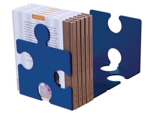 Han Puzzle - Sujetalibros  2 unidades  123 x 142 x 171 mm  tambi  n apto para CDs   dise  o de pieza de puzzle  color azul