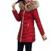 Produktbild Elecenty Damen Dicke warme Daunenjacke Wintermantel Pullover,Mit Kapuze Langarm Outwear Mantel Parkajacke Sweatshirt Oberbekleidung Jacke Trenchcoat Overcoat mit Kunst Fellkragen (M, Weinrot)