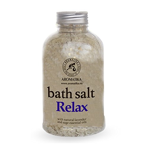 Relaxing Bath Salts with natural lavender and sage essential oils, Natural Bath Sea Salts - Bath Salt Relax - Best For Bath- Good Sleep - Relaxing - Body Care - Beauty - - Aromatherapy- 1 Pack (1 x 600 g) Bath salts for Relaxation by Aromatika