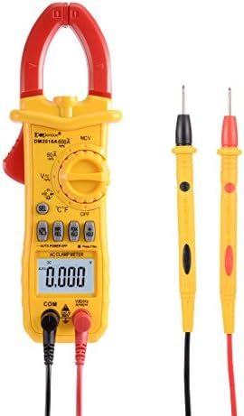 sourcingmap® DM2016A 600A AC Clamp Meter Volt Resistance Tester with LCD Display Ammeter Multimeter w Temperature NCV Test