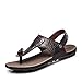 Produktbild Apragaz Herren Sandalen Flip Flops Casual Leder Home Sandalen für Herren Gummisohle Hausschuhe Strandschuhe (Color : Wein, Größe : 37 EU)
