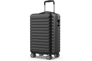 NUMADA - Trolley Bagaglio a Mano Upfly 20' ABS (53x33,5x22cm) con chiusura a combinazione e 4 ruote doppie a 360. Valigia da cabina rigida resistente e leggera con interni a scomparti | Nero