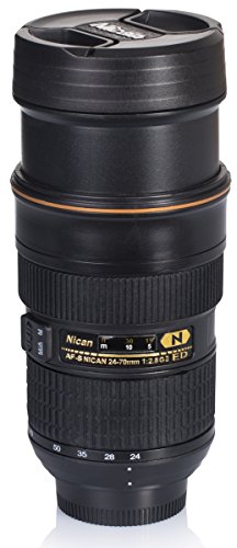 VENKON - Ausdrehbarer Trinkbecher Tasse in Kameraobjektiv Design - ausdrehbar - für Kaffe, Tee, Kakao, Milch, Wasser, etc. - 0.3l, schwarz
