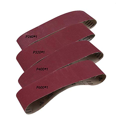Cinghie abrasive all'ossido di alluminio, nastri abrasivi per lucidatura GOODCHANCEUK 915 x 100mm Set di 4 strisce di carta abrasiva grana 240/320/400/600