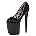 Produktbild Women es High Heels, 20cm Ultra High Heel Stiletto Pumps Transparent Lace Waterproof Platform Schuhe Casual Party Beautiful and Beautiful High Heels,Black,44