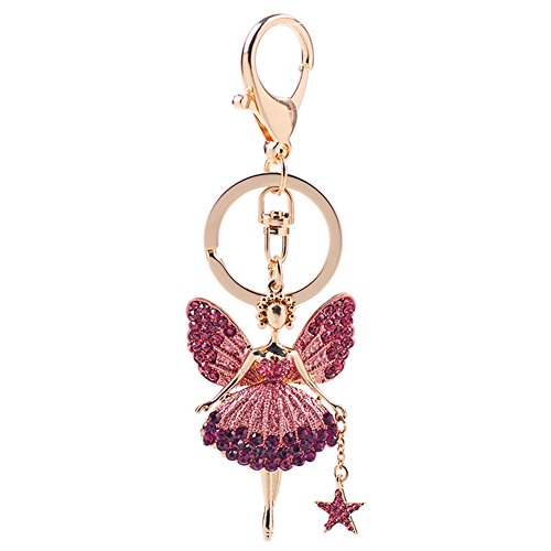 Preisvergleich Produktbild Tonpot Frauen Süß Engel Schlüsselanhänger Schönes Strass Kleine Fee Anhänger Schlüsselbund Mädchen Handtasche Tasche Charm Zubehör Mobile Strass Aufhängen Ornament Legierung Rosa 12.3cm