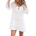 Produktbild Minikleid Damen, Sunday Frauen Sommer Hülse mit drei Vierteln lose Spitze Boho Beach Short Mini Dress (Weiß, XL)