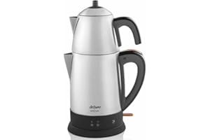 ARZUM Cayci Lux Inox ekspres do herbaty, turecki dzbanek do herbaty, stal nierdzewna, pojemność garnka 0,7 l, pojemność podgrzewacza wody 1,8 l - 1800 W