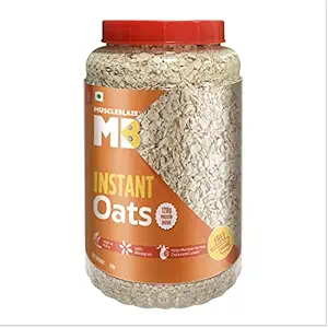 MuscleBlaze Instant Oats, 128 g Protein, Gluten Free Oats, High in Protein and Fibre, No Added Sugar, Breakfast Cereals, Diet Food, Healthy Snacks, Weight Management (Unflavoured, 1 kg)