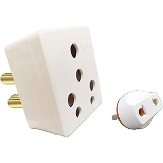 MICA 6 amp. to 16 amp. Ceramic Inside Solid 3 Pin Conversion Plug Qty - 1 (White) and MICA 2 Pin 6 amp. Conversion Plug - Qty