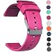 Produktbild JIELIELE Uhrenarmband 22mm Serie Silikonkautschuk Ersatz-Watch Armband mit Edelstahl Metall Schließe für Herren Damen (Rose Red)