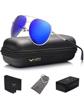 LUENX Sonnenbrille Herren Aviator Polarisiertes - UV 400 Schutz Metall Rahmen 60mm