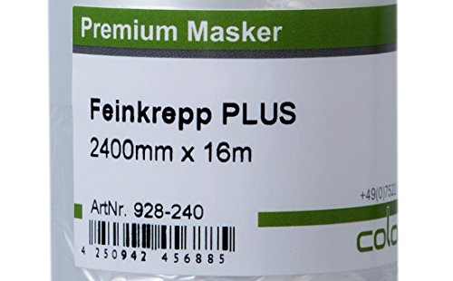 3 x Colorus Malerkrepp Masker Tape PLUS 16 m mit 240 cm Abdeckfolie – Cover Quick Abdeckband – Krepp Klebeband mit Malerfolie - 3