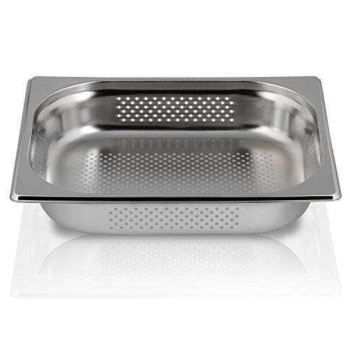 Greyfish 2 Stück GN-Behälter SET :: 1x gelocht / 1x ungelocht :: für Gaggenau / Miele / Siemens Dampfgarer (Edelstahl / Spülmaschine geeignet, Gastronorm 1/2, B 32,5 x T 26,5 x H 6,5 cm) - 7
