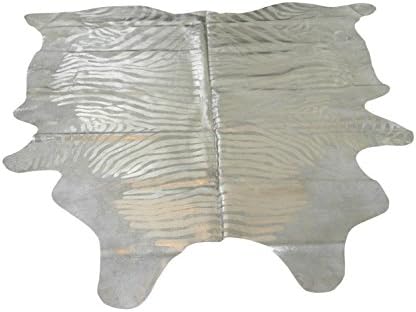 Narbonne Leather Co Natural Cowhide Rug - Silver Zebra Pattern - 213 cm x 200 cm Luxury Designer Hide by