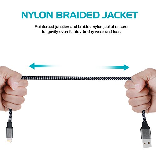 C  ble iPhone Chargeur iPhone Lightning -  Pack de 2  2m  Cable en Nylon Tress   Robuste avec Connecteur en Aluminium pour iPhone X 8 8 plus 7 7 Plus 
