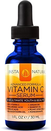 InstaNatural Vitamin C Serum for Face - Best Pure 20% Vitamin C & Hyaluronic Acid Anti-Aging Liquid Facial Serum - With Organic Argan & Rosehip Oil, Vitamin E, Ferulic Acid & Seabuckthorn Oil - 1 OZ