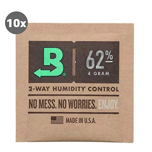 Boveda Humidipak Lot de 10 flacons Humidipak 62% 2-Way Humidifer 4 g avec Pochette Jointh-Bu