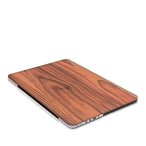 kwmobile Hardcase Laptop Hülle für Apple MacBook Pro Retina 15″ (ab Anfang 2013) – Holz Maserung Design Braun dünne gummierte Schutzhülle Cover Case Tasche - 9