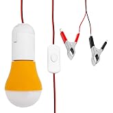 4 Metre Kablolu, Ak&uuml; maşalı, 12 Volt, 10 Watt, Beyaz 6500K, Led Ampul, (DC 12 Volt Ak&uuml;ler İ&ccedil;in), Kamp, karavan, tekne, 1 Adet