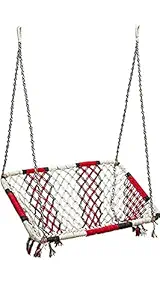 SREEMAA Enterprise Double Sitter (250 KG) Swing Chair with Free Complete Hanging Kit Hammock-Hanging Chair Handmade 100% Cotton for Comfort Indoor and Outdoor(Swing with Accessories)