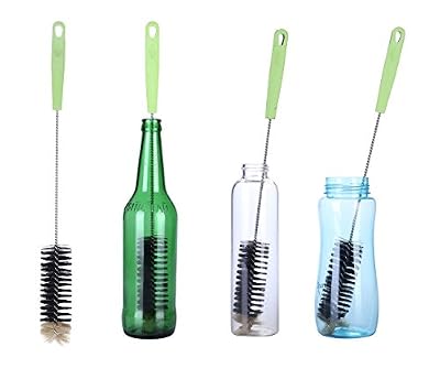 KSSHOP Brosse à carafe ultra longue, brosse à bouteilles Rondelles pour bouteille étroite Bière, vin, Kombucha, Décanteur, bouteilles d'eau, Thermos, Brosses flexibles pliables Outils de nettoyage à domicile (2PCS)