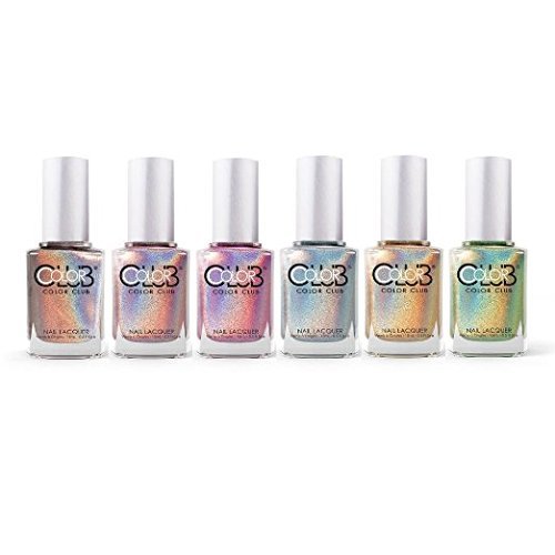 Color Club Hues 6pcs Collection Cloud Nine Angles Kiss Harp on It Holographic by Color Club