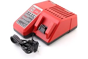 AWOKEE Cargador de repuesto Milwaukee para Milwaukee de 14,4 V y 18 V M12-18 C MIL-M18-CH01 48-59-1812, ion de litio, enchufe europeo