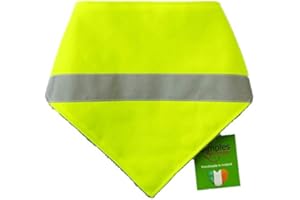 DIMPLES - SEW HAPPY Dimples Bandana pour Chien - Haute visibilité réfléchissante-Foulard pour Petits Chiens et Chats de Taille Moyenne et Grande - Bandana Gilet de sécurité Jaune néon - Cadeau pour Chien 25cm