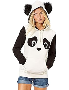 Nlife Frauen-nette Baumwollblend-lange Hülsen-Panda-Druck-Kapuzenpulli-Oberseiten
