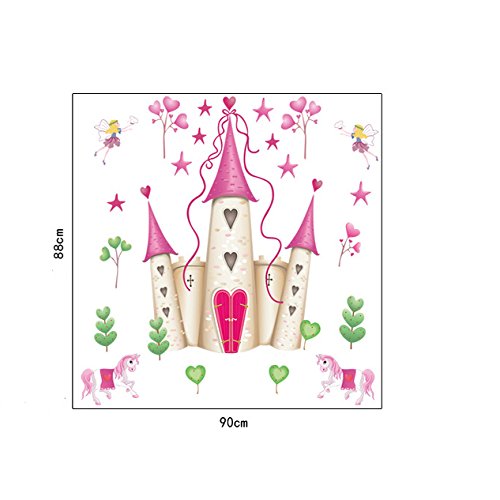ufengke® Cartoon Prinzessin Schloss Wandsticker,Kinderzimmer Babyzimmer Entfernbare Wandtattoos Wandbilder - 4