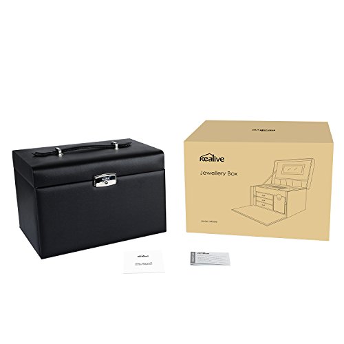 Kealive Schmuckkasten Mehrschichtige Schmuckkoffer Schwarz (WB-003) - 5