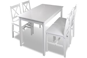 ‎VIDAXL vidaXL Essgruppe Weiß Holztisch Sitzgruppe Esstischset Esstisch mit 4 Stühle
