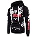 Produktbild Yazidan Herren Lange Ärmel Mantel Briefe Gedruckt Kapuzenpullover Mit Kapuze Sweatshirt Oben Herbst Abschlag Bluse Große Tasche Outwear Rundhals Bluse Startseite Kleidung Outfits(Schwarz,L)
