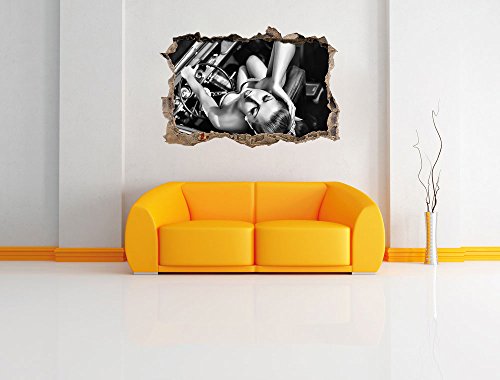 Monocrome, Rockabilly, Retro Style Wanddurchbruch im 3D-Look, Wand- oder Türaufkleber Format: 62x42cm, Wandsticker, Wandtattoo, Wanddekoration - 2