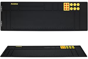 AWOKEE Magnetic Anti-Slip Waterproof Repair Mat 35.5”×12” with Ruler, Heat-Resistant for Electronics Soldering, Gun Cleaning, DIY Jewelry Repair, Workbench Protection, Phone Laptop Repair, Welding, Portable