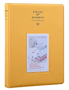 Antner 128 Pockets Mini Photo Album for Fujifilm Instax Mini 7s 8 8+ 9 25 26 50s 70 90 Instant Camera Polaroid Mini Pocket Sized Album, Yellow