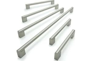 BSM MARKETING Maniglia sporgente a barra, adatta per credenze e armadi da cucina, in acciaio inox spazzolato