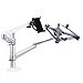 Price comparison product image LESHP Laptop & Tablet Stand Desk Mount Bracket clamp Tilt Swivel Arm 2 in 1 Adjustable Combination Dual Arms Support Aluminium Universal Support Holder Fits 9-10 Inch Tablets 10-15 inch Laptop Stand Mount Silver(Laptop &Tablet Monitors)
