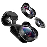 COL PETTI Kamera Lens 5K HD Distortionless Phone Lens 128 Wide-Angle 20X Macro Lens Kit Für iPhone X 8 7 Xiaomi Huawei Mobile Camera Linsen,Black