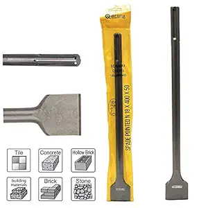 Homdum 18 x 400 x 50 SDS Max Shank Flat Spade Pointed Chisel for 11 kg Demolition Concrete Breaker Jack Hammer Tool bit for Tile Chipping/Wall Slotting/Scraping Masonry Brick (Silver, 18x400x50mm)