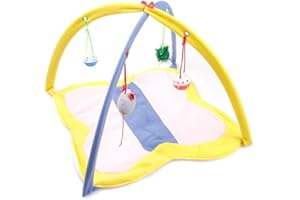 VERTAST Cat Play Mat, Sleeping Mat, Padded Tent, Indoor Cuddly Bed, Non-Slip Underlay with Hanging Toys & Balls for Activity & Relaxation (Butterfly, 45 x 45 cm)