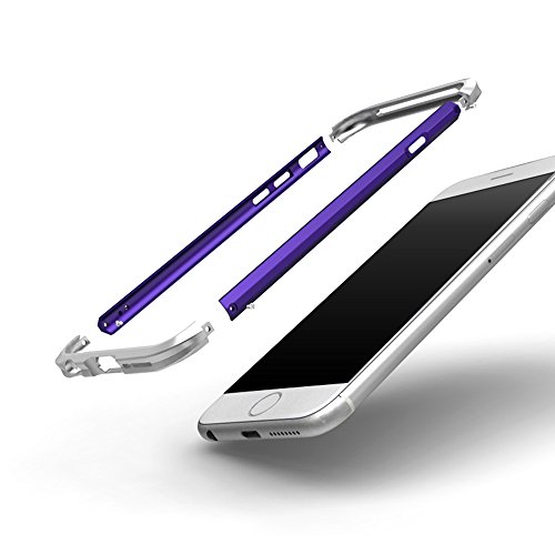 iPhone 6   6S 4 7  Funda   SHANGRUN Metalico Metal Aluminio Bumper Protectora Protector Funda Tapa Caso Carcasa Cover para iPhone 6   6S 4 7  Morado Negro
