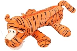 Qxiao Trousse à crayons en forme d'animal de dessin animé lion, tigre, crocodile, hippopotame, trousse à crayons en peluche 3D avec fermeture éclair, organiseur créatif pour la maison, le bureau,