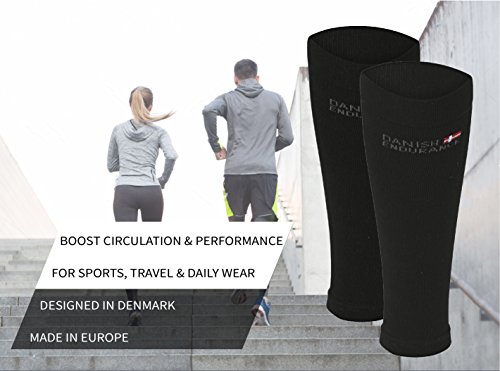 Waden-Kompressionsstrümpfe ohne Fuß von DANISH ENDURANCE® // Abgestufte Kompressionsstulpen für Männer & Frauen // Steigerung der Leistung, Schnelle Erholung, Bessere Blutzirkulation // Für alle Sportarten, Flugreisen, Krankenschwestern, Medizinische Zwecke // 1 Paar - 2